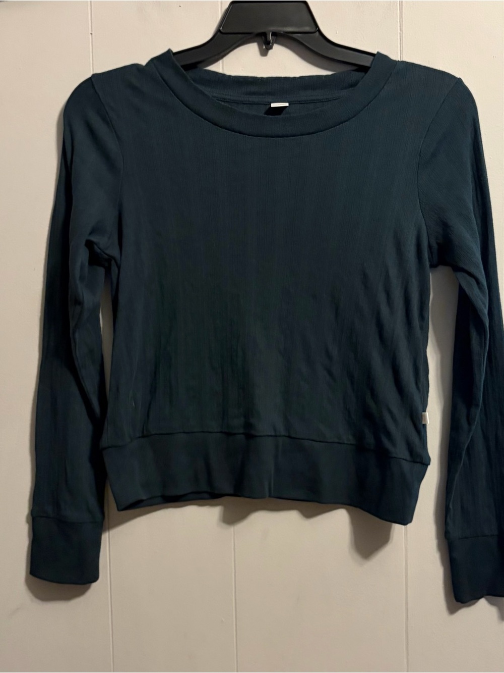 Old Navy Long Sleeve Ribbed Crewneck Top - Teal Green